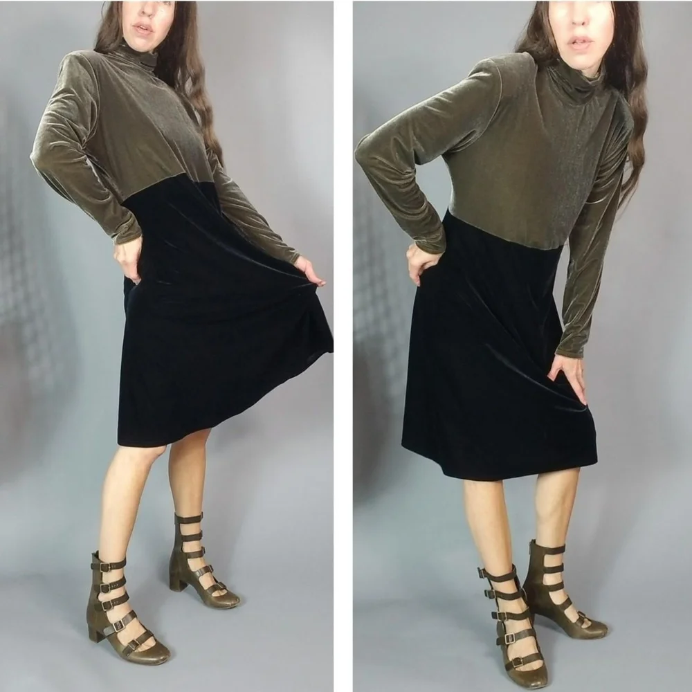 ❌️sold❌️Vintage 90s Velveteen Dress M L - Picture 2 of 7